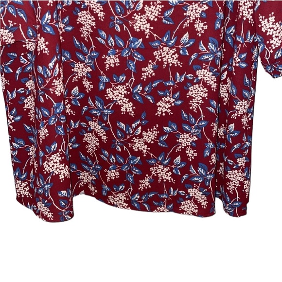 Madewell Long Sleeve V-neck Midi Dress Back Zipper Burgundy Floral Print M - Picture 5 of 7